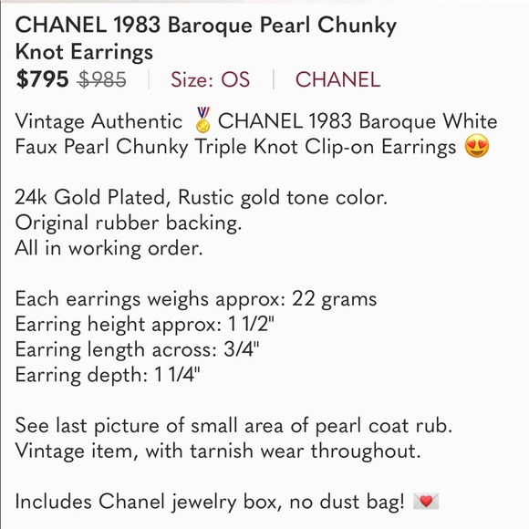CHANEL RARE 1983Baroque Pearl Chunky Knot Earrings - Picture 16 of 16